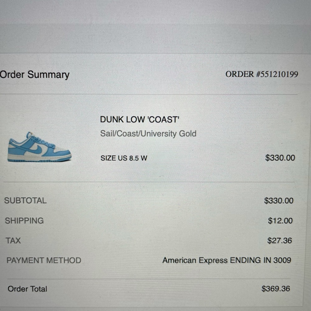 Nike Dunk Low color Coast